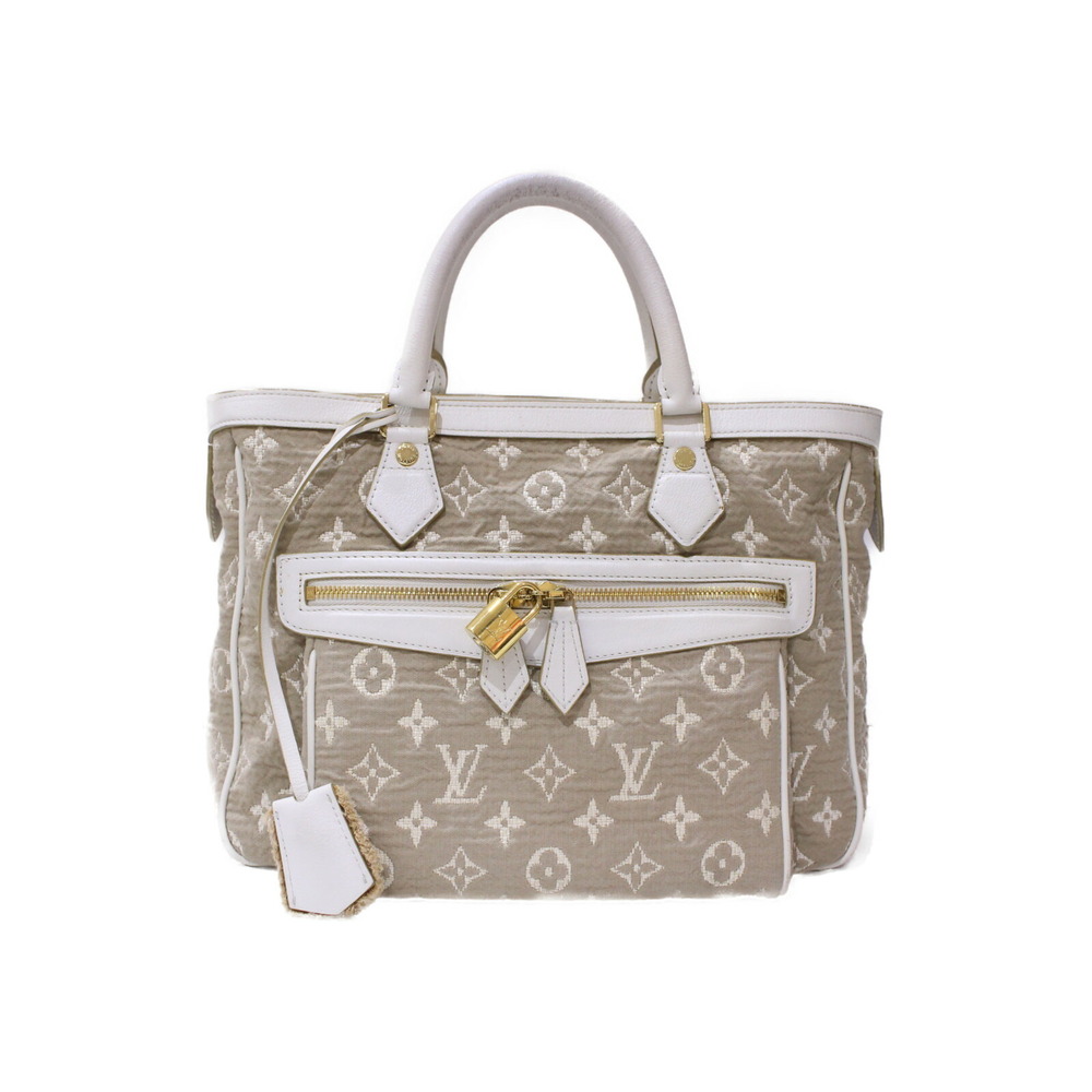 Louis Vuitton Sabia Cabas canvas leather handbag Beige Tan white bag